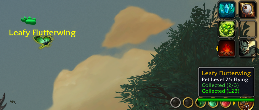 Battle Pet Collector tooltip on a wild pet showing collected count and best level
